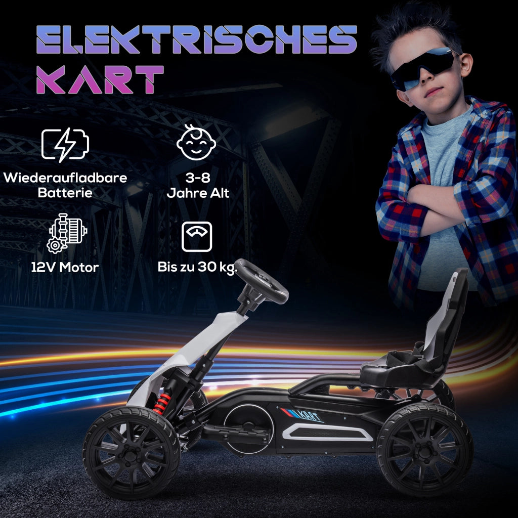 Go-Kart Elettrico per Bambini ¨C zephmum ¨C Bianco, Metallo e Plastica