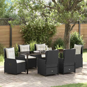 Set da Pranzo per Giardino 7 pcs Nero polyrattan 3380944
