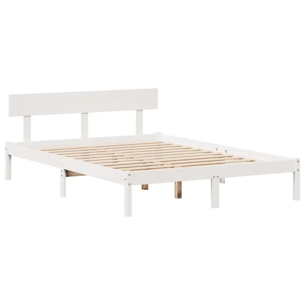 Letto Libreria senza Materasso Bianco 140x190 cm Legno di Pino 3321801