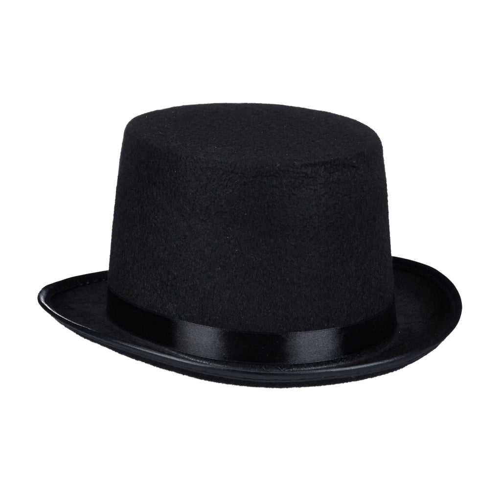 Elegante cappello a cilindro 14 x 25 x 30 cm unisex decorativo per festa in maschera in poliestere nero 13_0003410