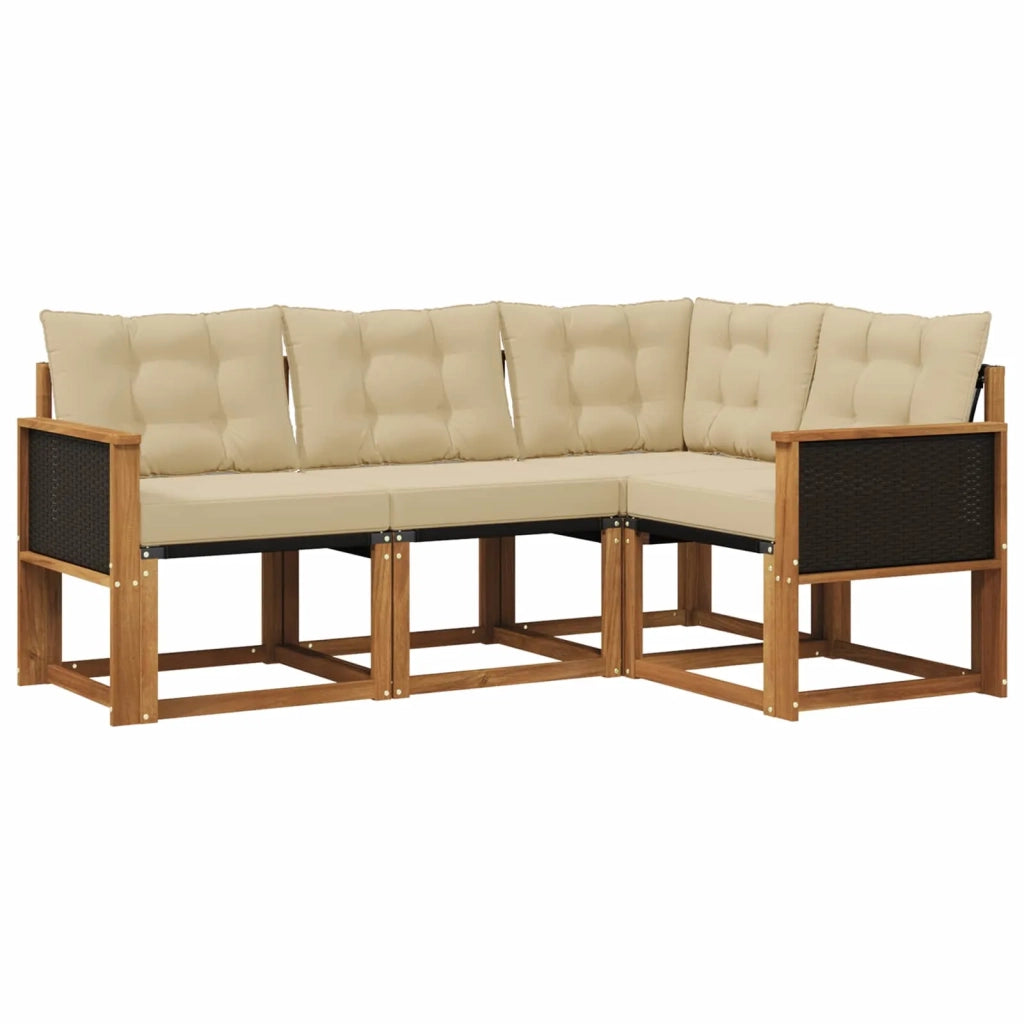 Set di divani da esterno 4 pz Naturale e Beige 3381913