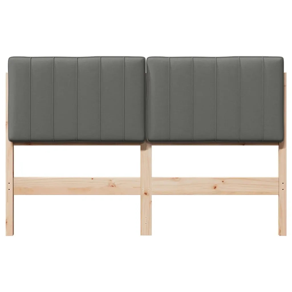 Testiera imbottita Marrone e Grigio Chiaro 140 cm Pino massello 880178