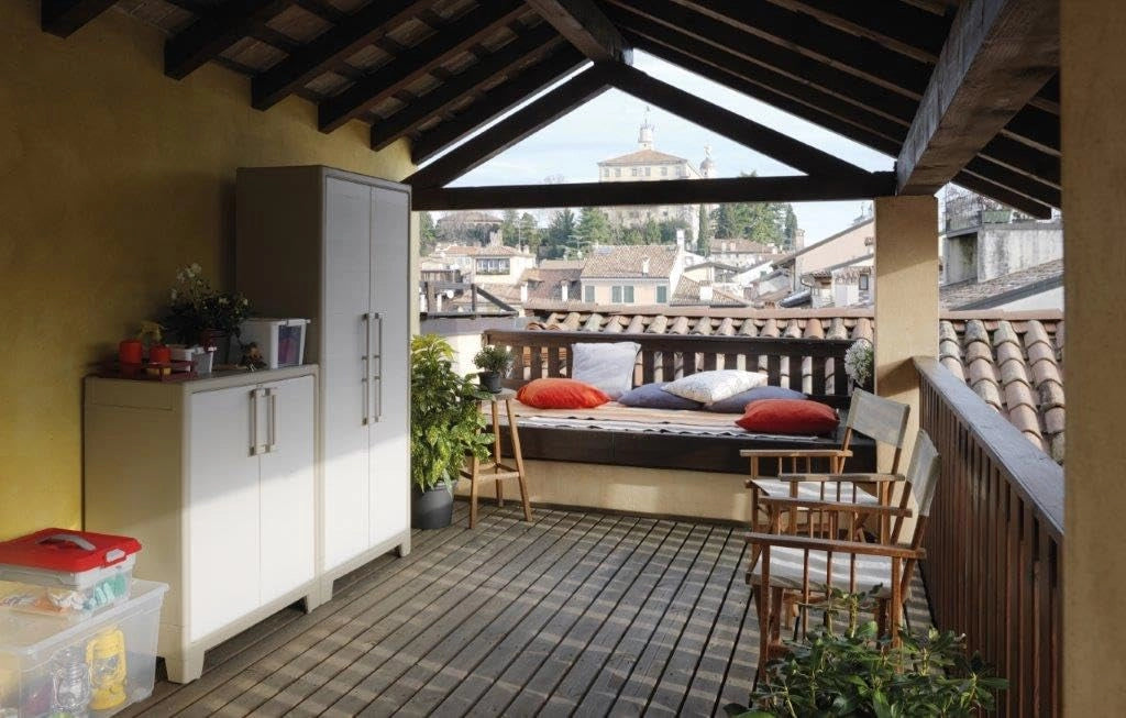 Armadio Resina 8 Ripiani Ribaltabili Beige