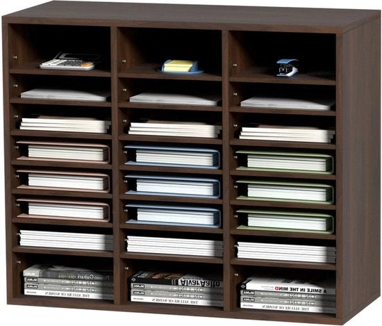 Organizzatore di Carte - 24 Cestelli MDF Cassetto Documenti - Stile Vintage Moka