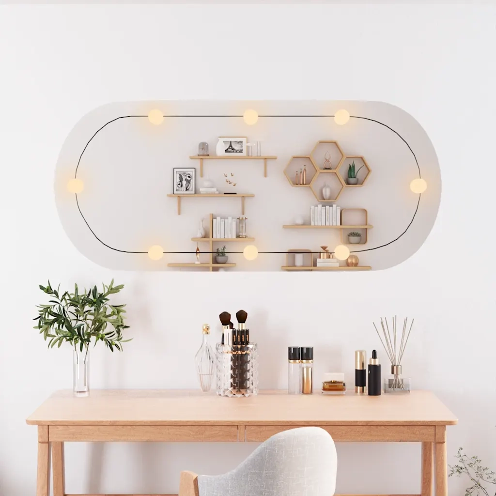 Specchio da Parete | Specchio decorativo con Luci LED 45x100 cm Vetro Ovale