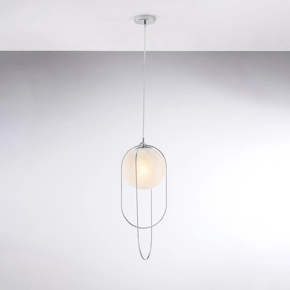 Lampadario Contemporaneo Erik Metallo Cromo 1 Luce E27
