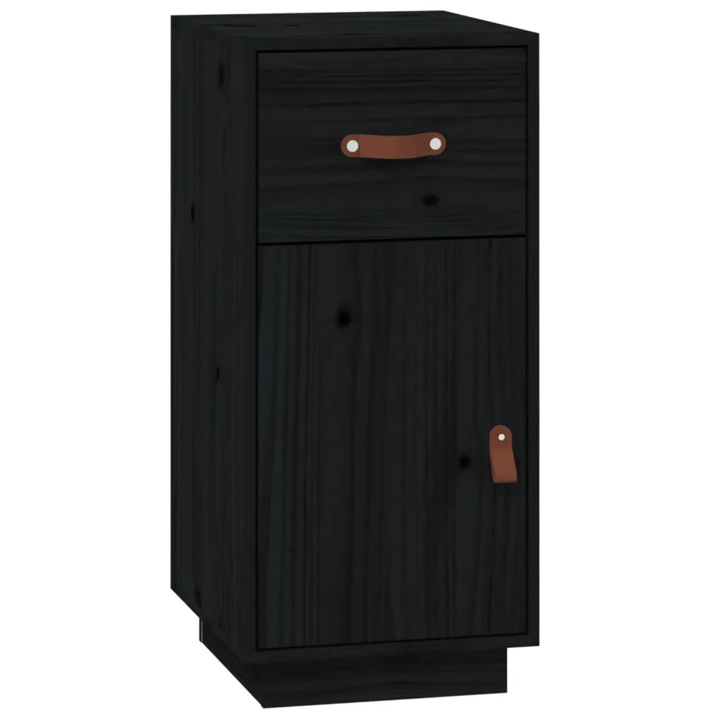 Credenza Nera 34x40x75 cm in Legno Massello di Pino 820126