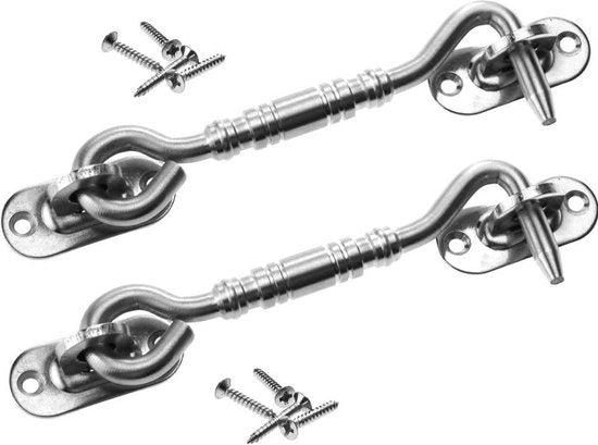 Porta di servizio in acciaio inossidabile con gancio e occhiello a molla per lavatrice 4" - Set a due.