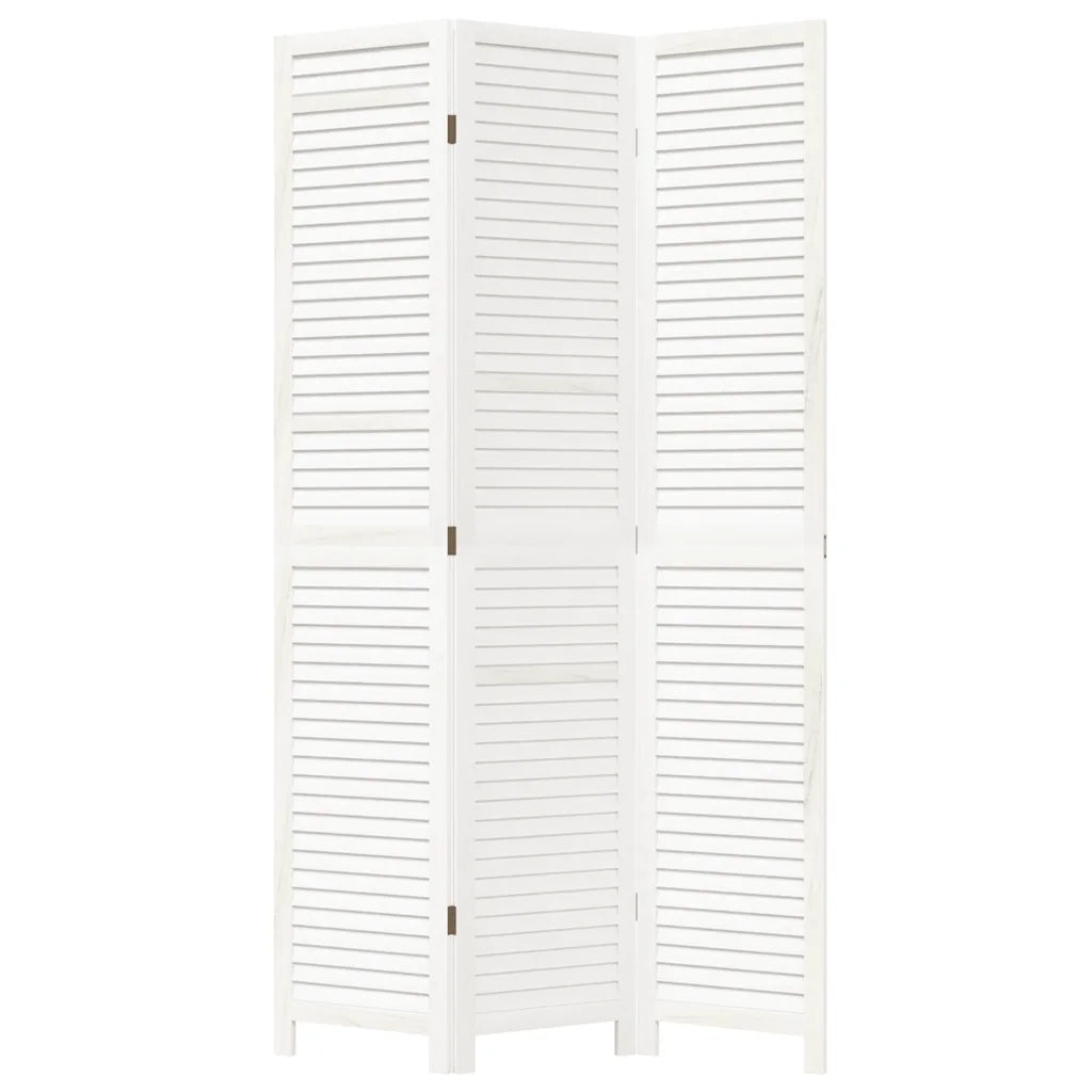Divisorio Ambienti 3Pannelli Bianco Legno Massello di Paulownia 358831