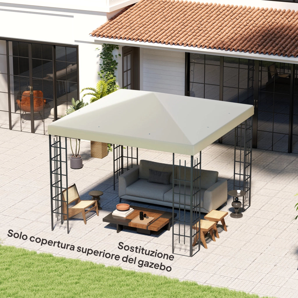 Copertura per Gazebo 3x3 m ¨C Zephmum ¨C Tessuto Oxford 600D, Bianco Crema