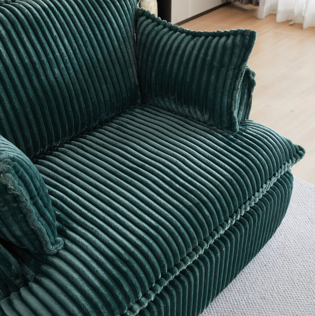 Poltrona 115x89x77 cm verde 1 posto con poggiapiedi, tessuto, senza montaggio