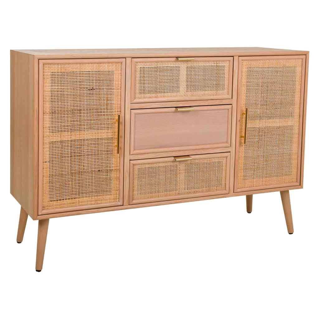Credenza in MDF e griglia, marrone, 120x40,5x81 cm