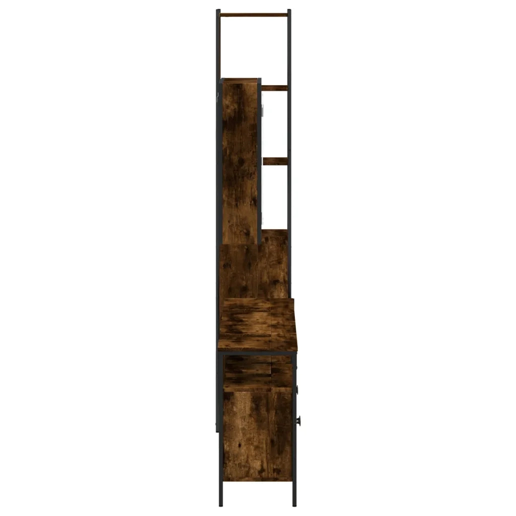 Set Mobili da Bagno | Armadio da bagno 4 pz Rovere Fumo in Legno Multistrato