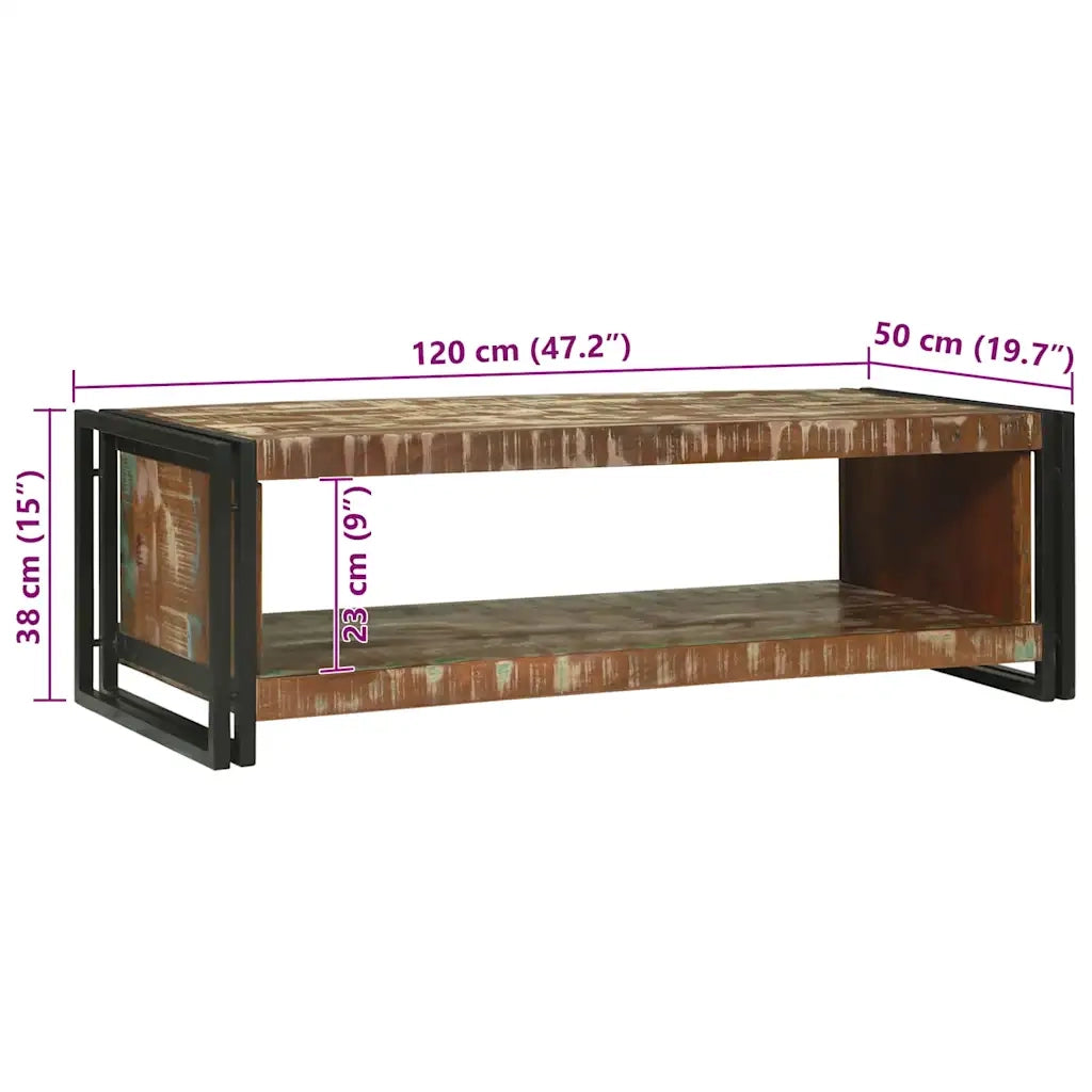 Tavolino da salotto 120 x 50 x 38 cm Legno Recuperato Massello 4104714