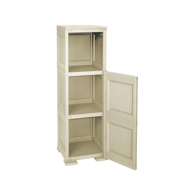 MOBILE MULTIUSO 3 MODULI ANGORA 40X43X125 CM CON ANTA TRAFORATA E VANI A GIORNO – MOBILE CONTENITORE VERTICALE PER ORGANIZZAZIONE CASA
