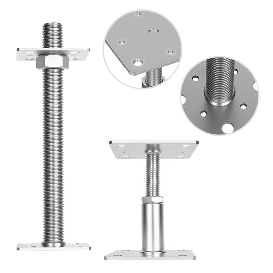 Sostegno regolabile in altezza per applicazioni esterne variegate, argento, 30-250 mm, 2 pezzi