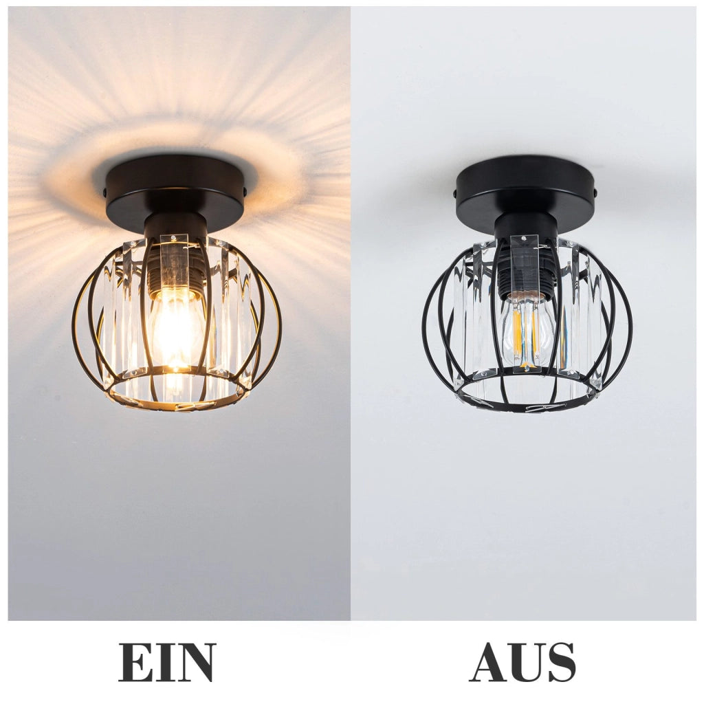 ZMH Lampada da soffitto plafoniera moderna cristallo nero E27 illuminazione elegante vintage per interni