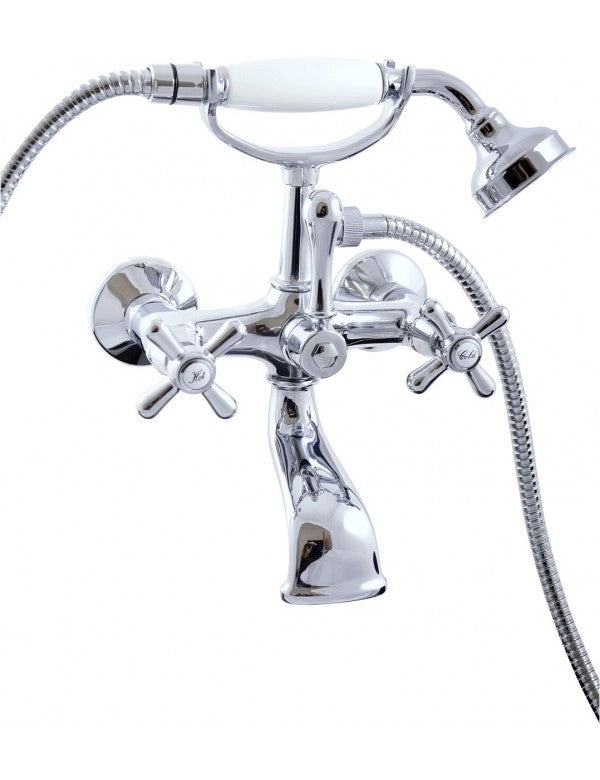 MORAVA RETRO miscelatore vasca in ottone cromato con soffione