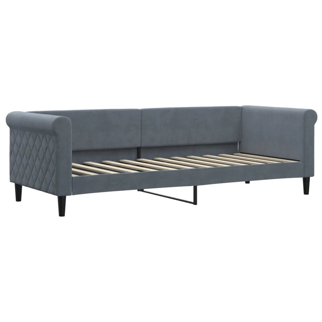 Divano Letto con Letto Estraibile Grigio Scuro 80x200cm Velluto