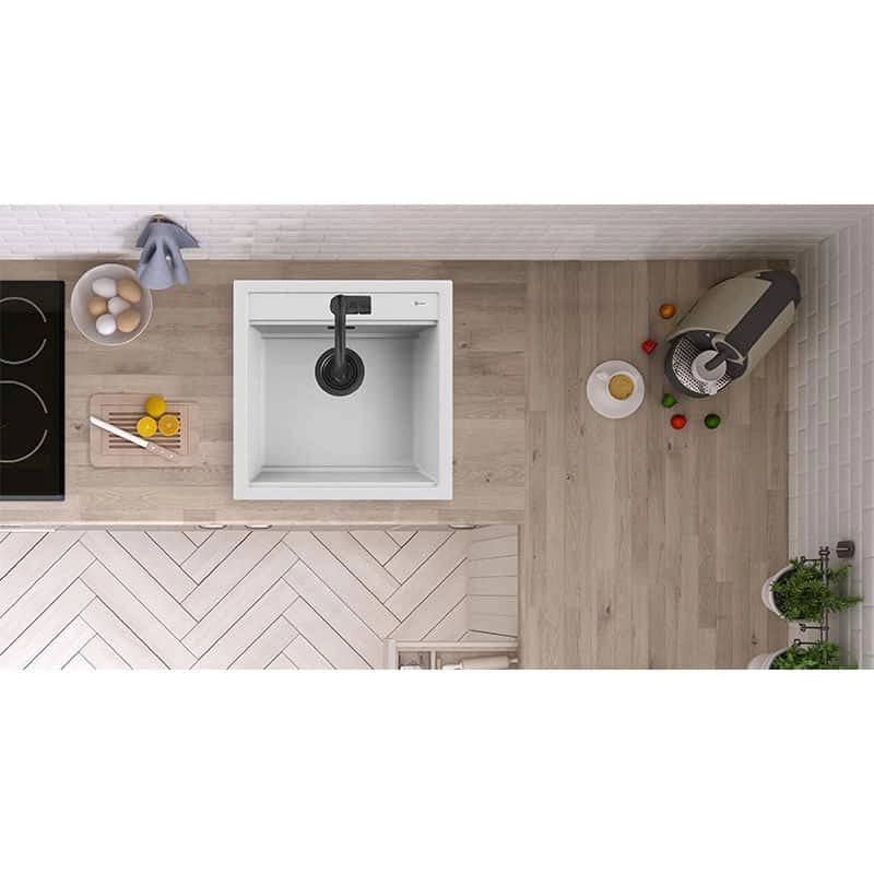 Lavello Quareco incasso 1 vasca 51×51 Prime 50 Granito Bianco QLP050BI