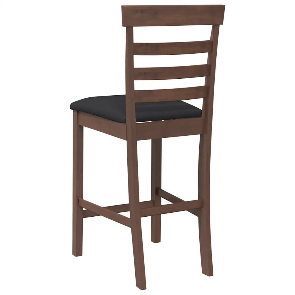 Sgabelli da Bar con Cuscini 2pz Marrone Legno Massello di Hevea 4102538