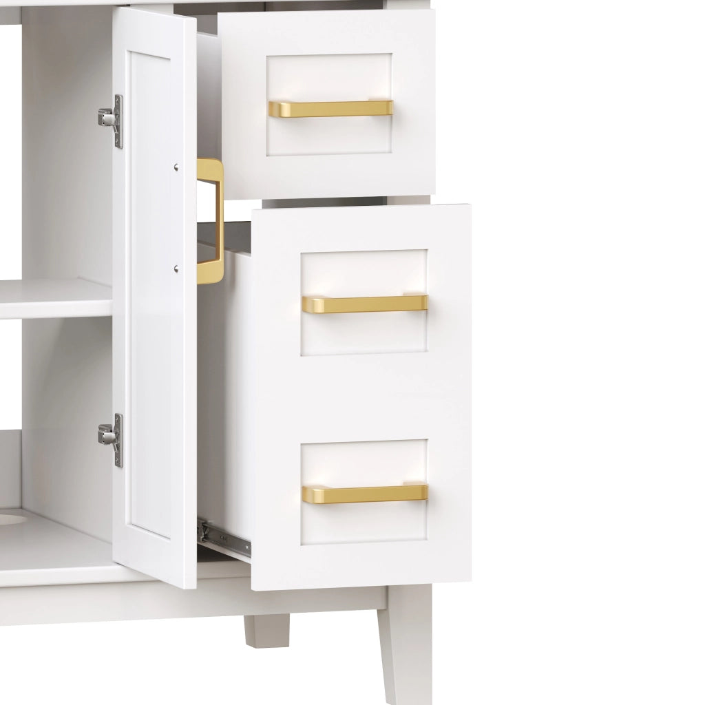 Mobile sottolavabo con lavabo in ceramica, cassetti e ante con soft-close, bagno bianco 76 × 46,5 × 86 cm
