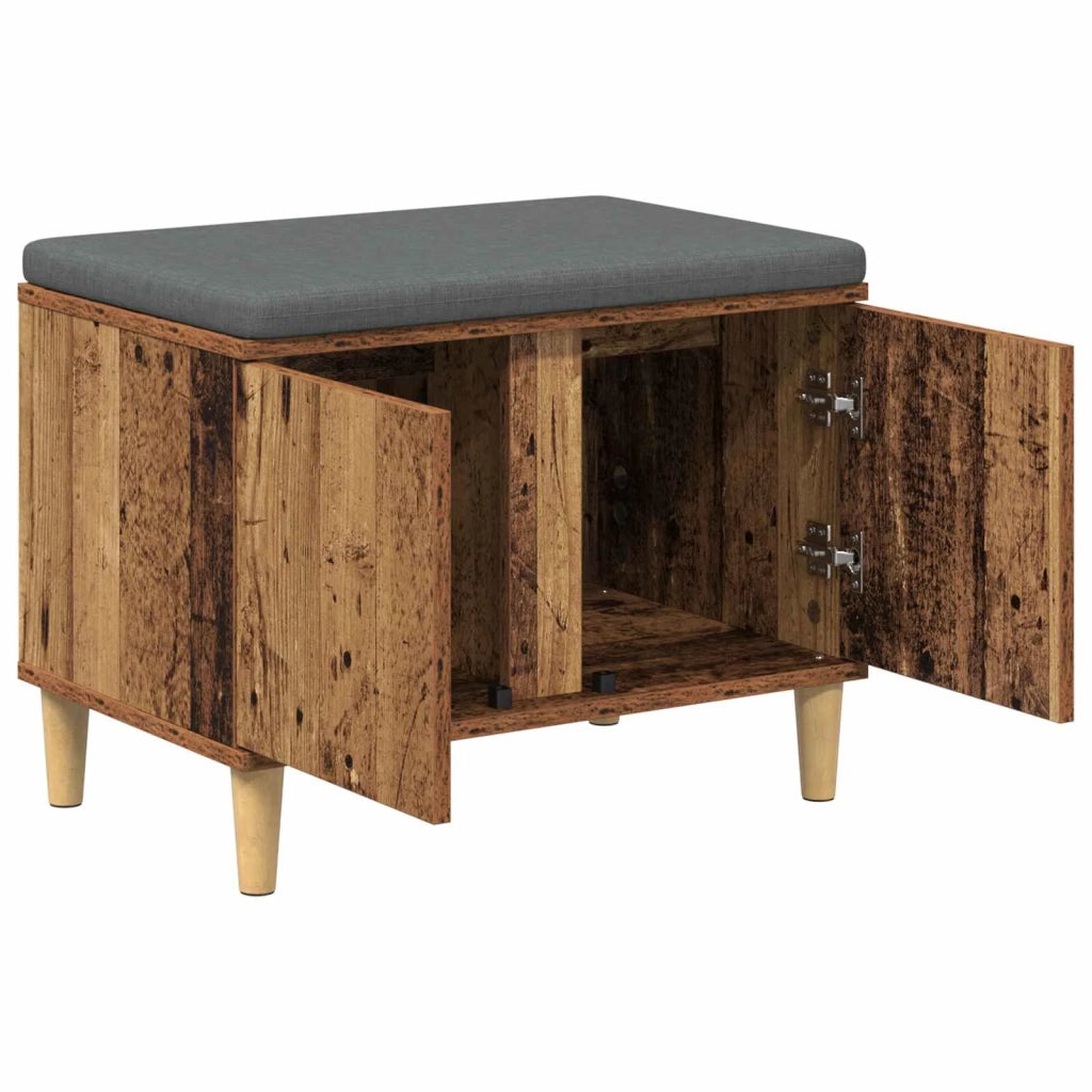Panca per ingresso con cuscino Legno vecchio 60 x 38 x 46 cm 891526