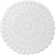 Tavolo coperto in cotone a maglia - 95 cm - bordi a maglia a mano con motivi a rilievo - decorazione per la sala da pranzo in stile bohemiano - bianco