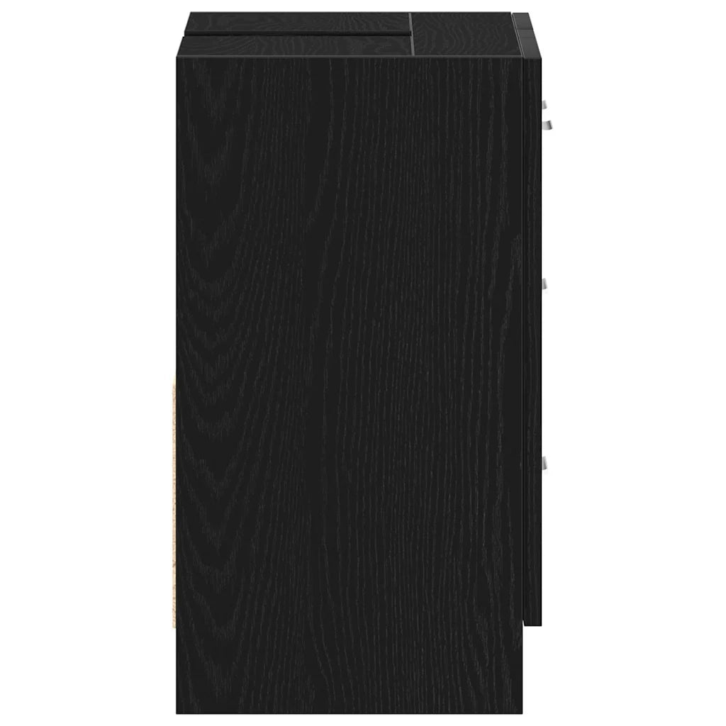 Mobile Lavabo-Armadietto da bagno Rovere Nero 63x30x54 cm in Legno Multistrato
