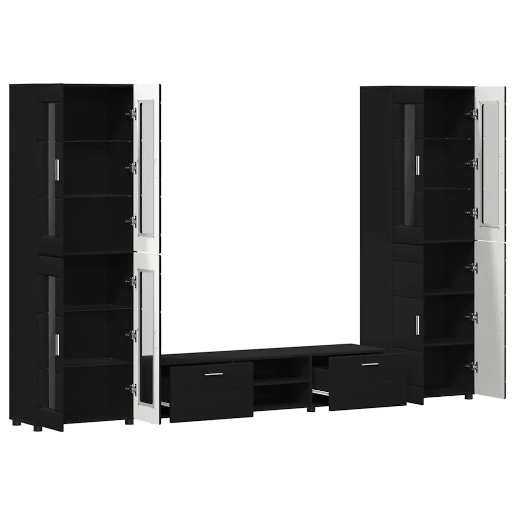 Set mobile TV con cassetto FLORIN 3 pcs Nero Legno multistrato