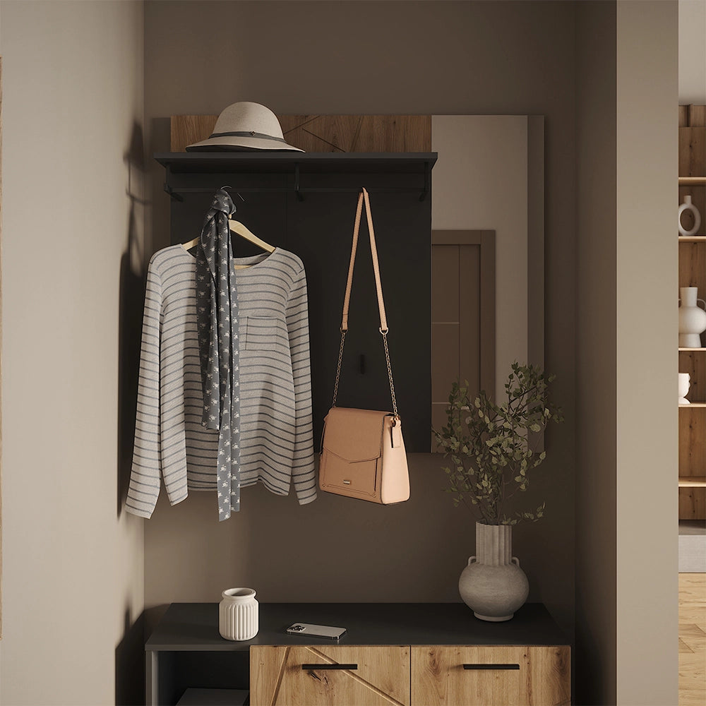 Vicco Appendiabiti da parete Antracite/Artisan 106 x 95.8 cm con specchio