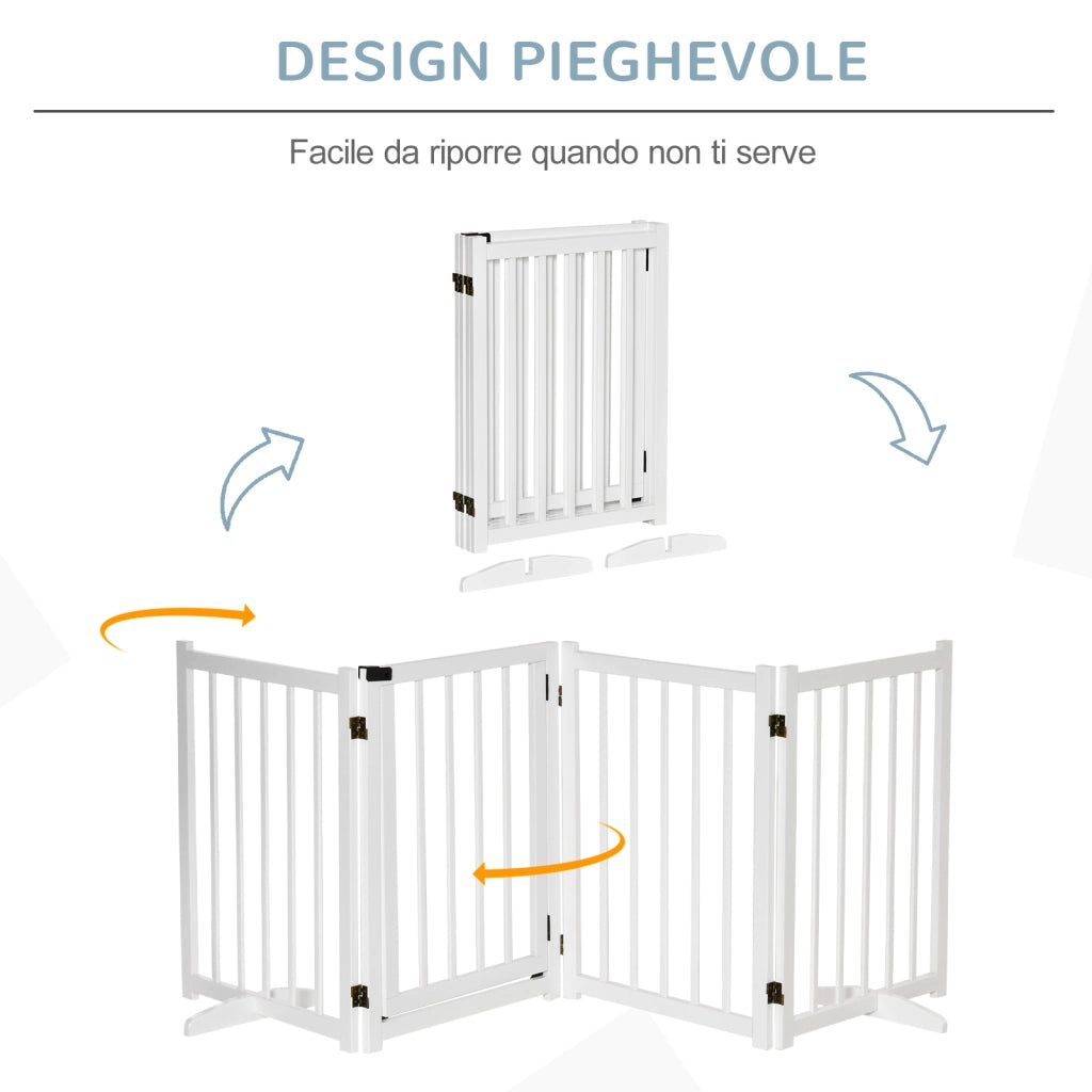 Cancelletto Pieghevole per Cani ¨C Xylo ¨C Legno Bianco 237.5x36x80cm