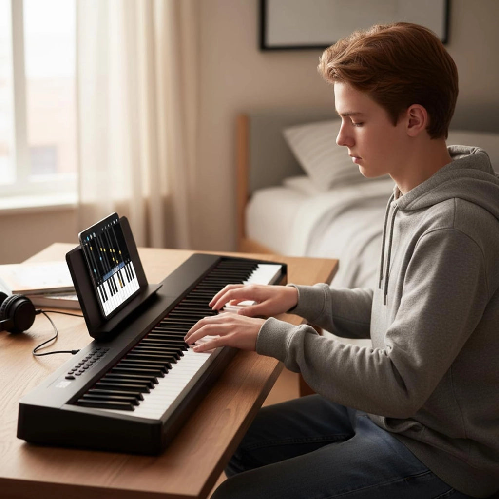 Pianoforte Digitale a 88 Tasti, Tastiera Elettrica per Principianti con 380 Timbri, 128 Ritmi e 88 Demo, Pianola Tastiera Portatile e Leggera con Borsa da Trasporto (Nero)