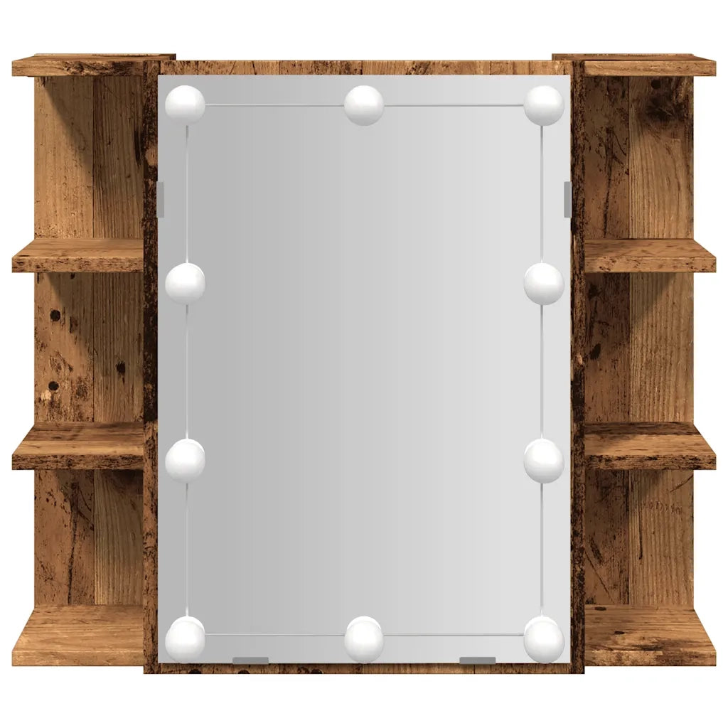 vidaXL Mobile a Specchio con LED Legno Antico 70x16,5x60 cm