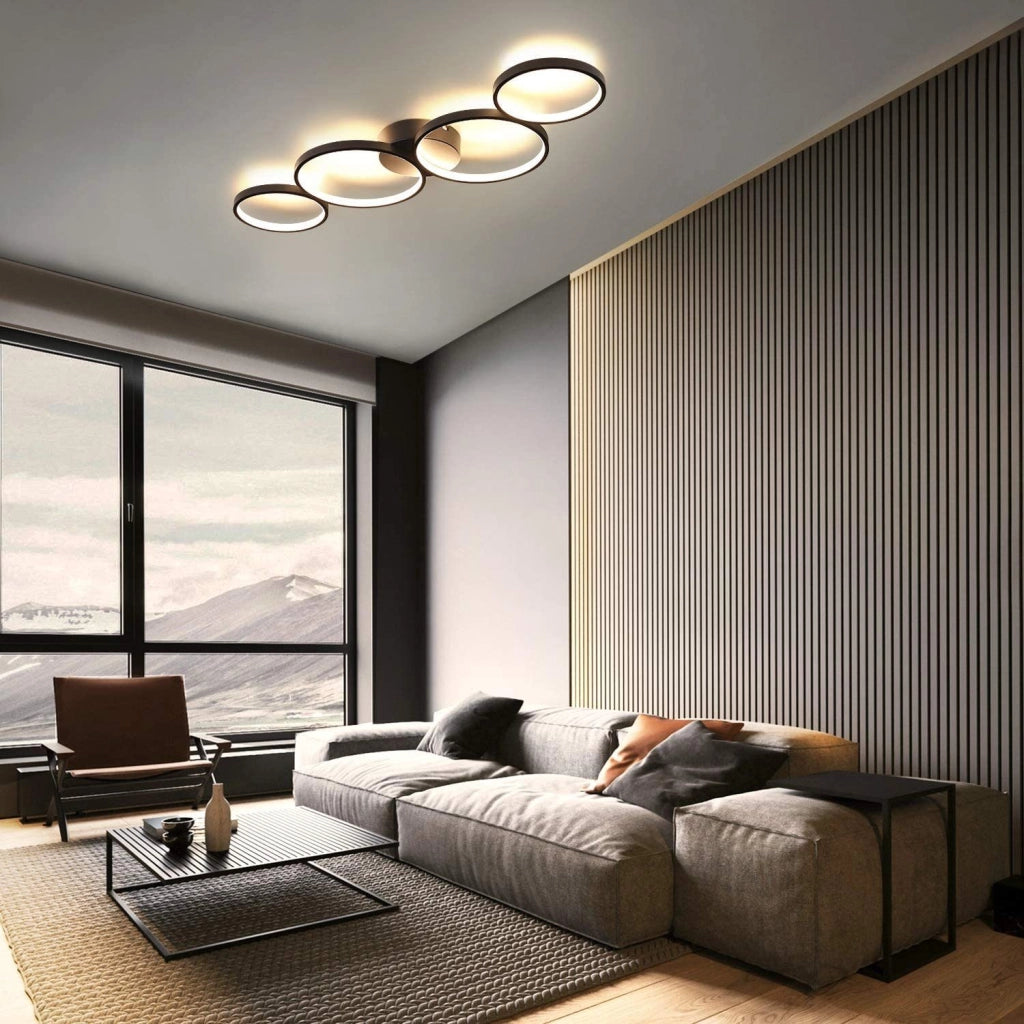 ZMH Lampada da soffitto moderna 4 fiamme design anello ottico 37W per soggiorno camera letto