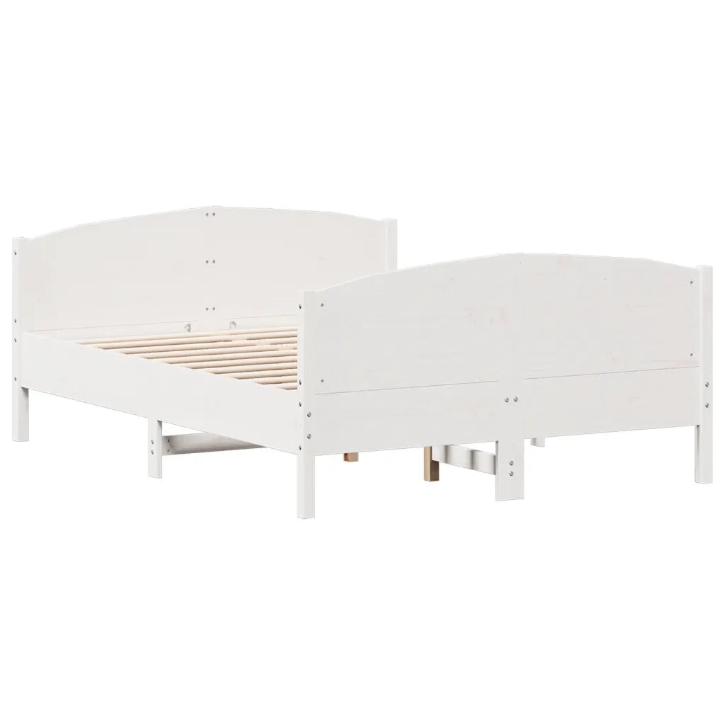 Giroletto con Testiera Bianco 140x190 cm in Legno Massello Pinocod mxl 87354