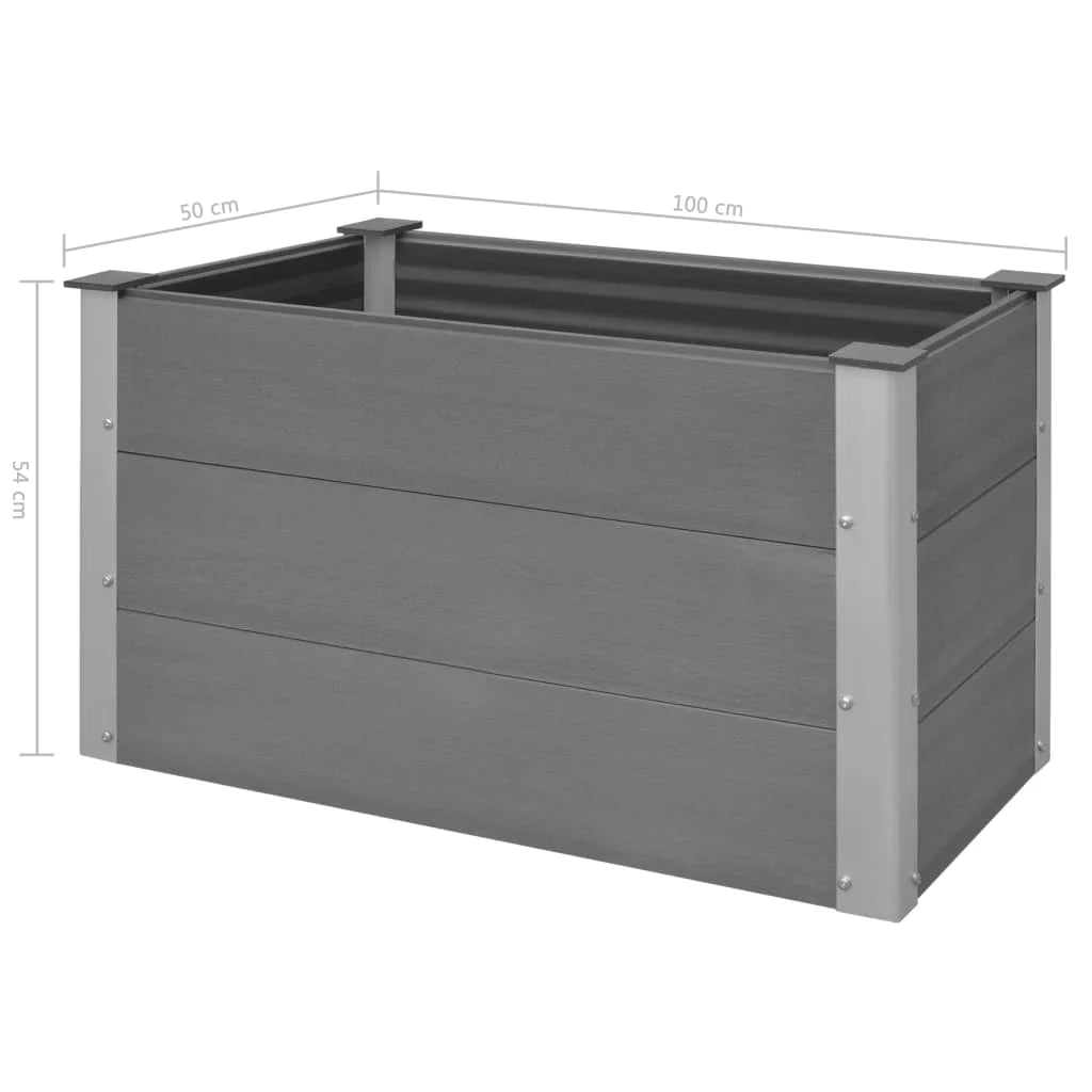 Fioriera rialzata per piante e fiori giardino WPC 100 x 50 x 54 cm grigio 02_0001234