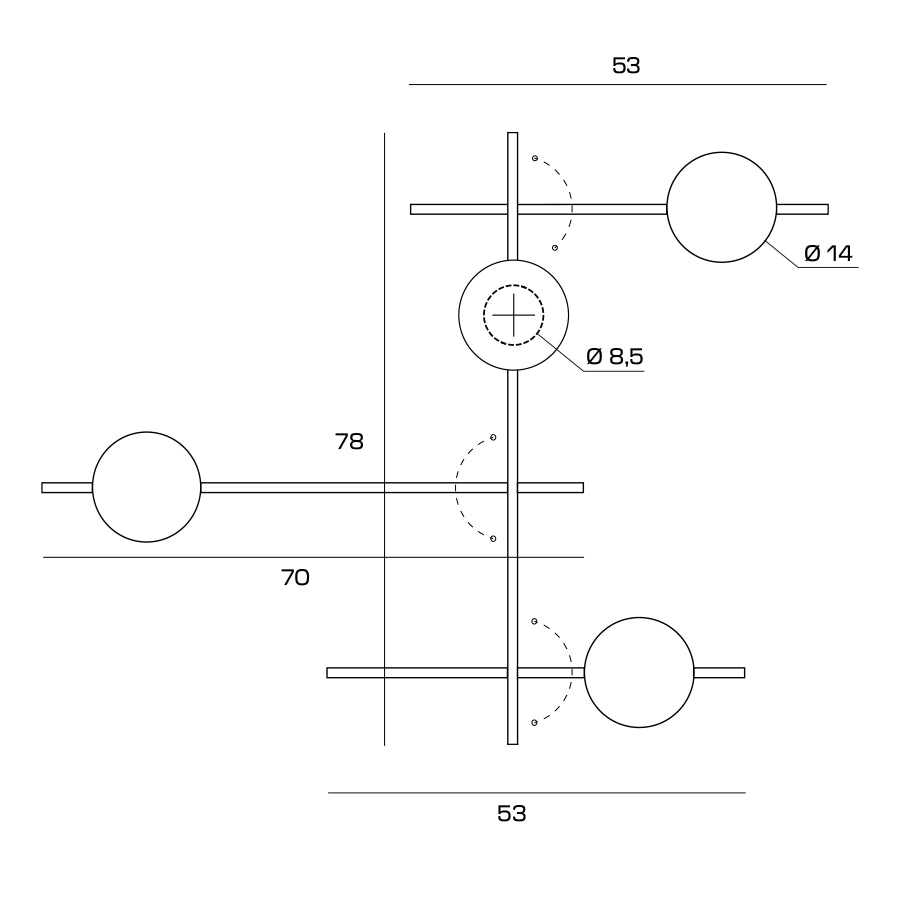 MIKADO LAMPADA DA PARETE O SOFFITTO 4 LUCI  IN METALLO NERO E VETRO SOFFIATO BIANCO D.14CM ATTACCO G9