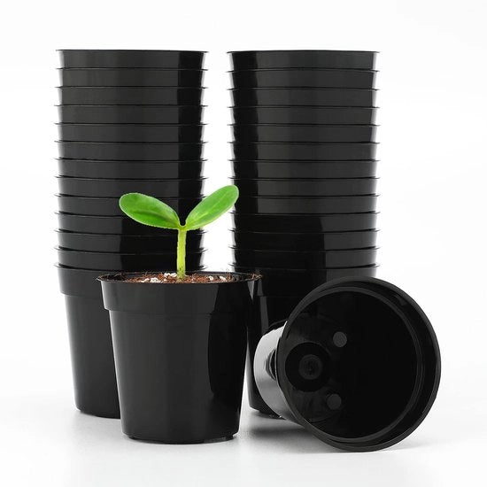 Collezione di pannelli per piante 50 pezzi - Mini vasi in plastica 5,4 cm - Vasi per semi in materiale plastico neri - Vasi rotondi per piante - Adatti per semi/piantine - Idonei per ortaggi/erbe - Vaso per semina