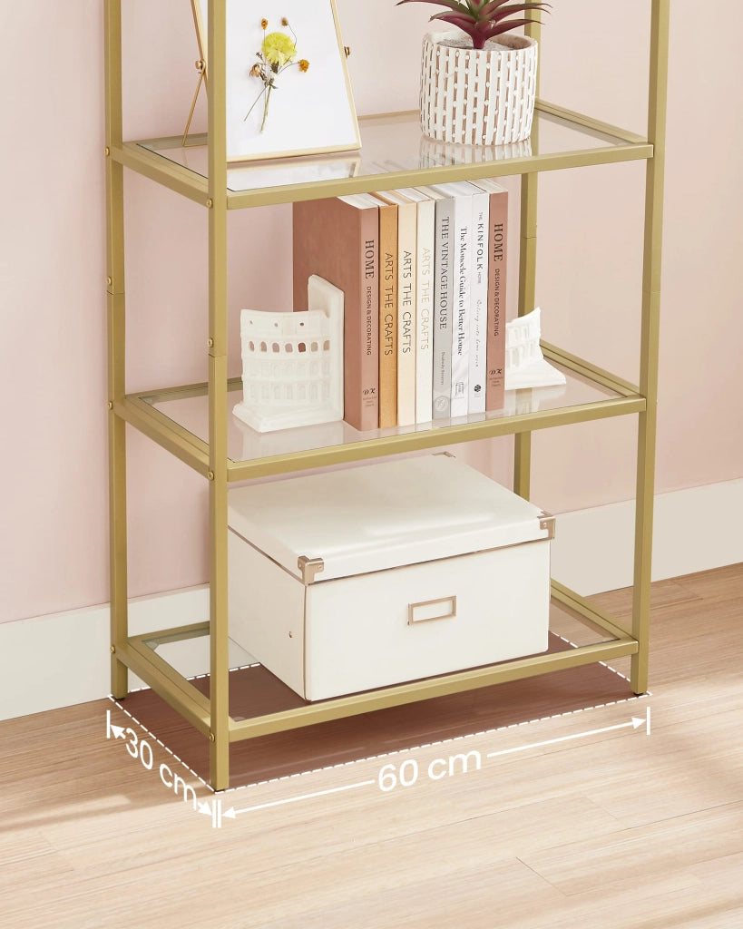 LIBRERIA Valora LGT051A61 Mensola in vetro e acciaio dorato per soggiorno