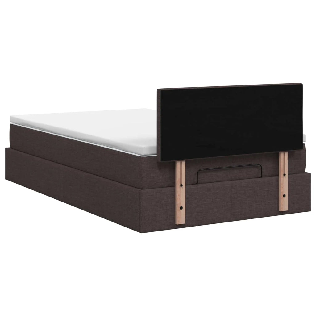 Letto Ottomano con Materasso e LED Marrone Scuro 120 x 190 cm 3458058