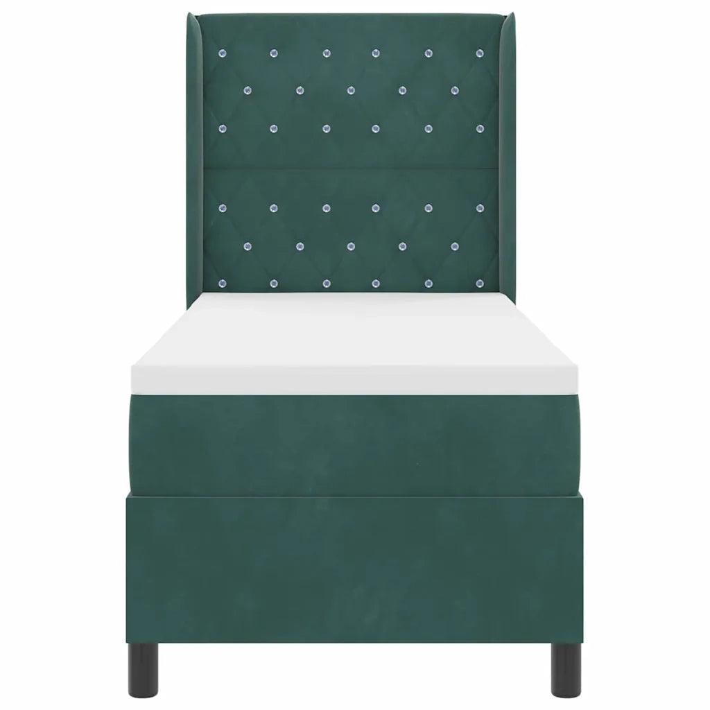 Letto a molle con materasso Verde Scuro 80 x 200 cm Velluto 3341927
