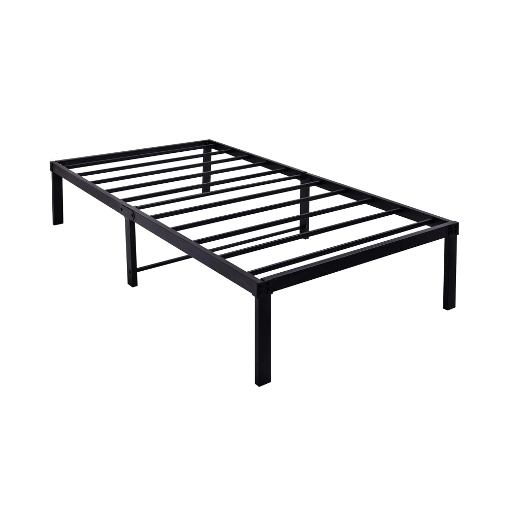LETTO 90x200 cm in metallo nero, struttura piattaforma silenziosa