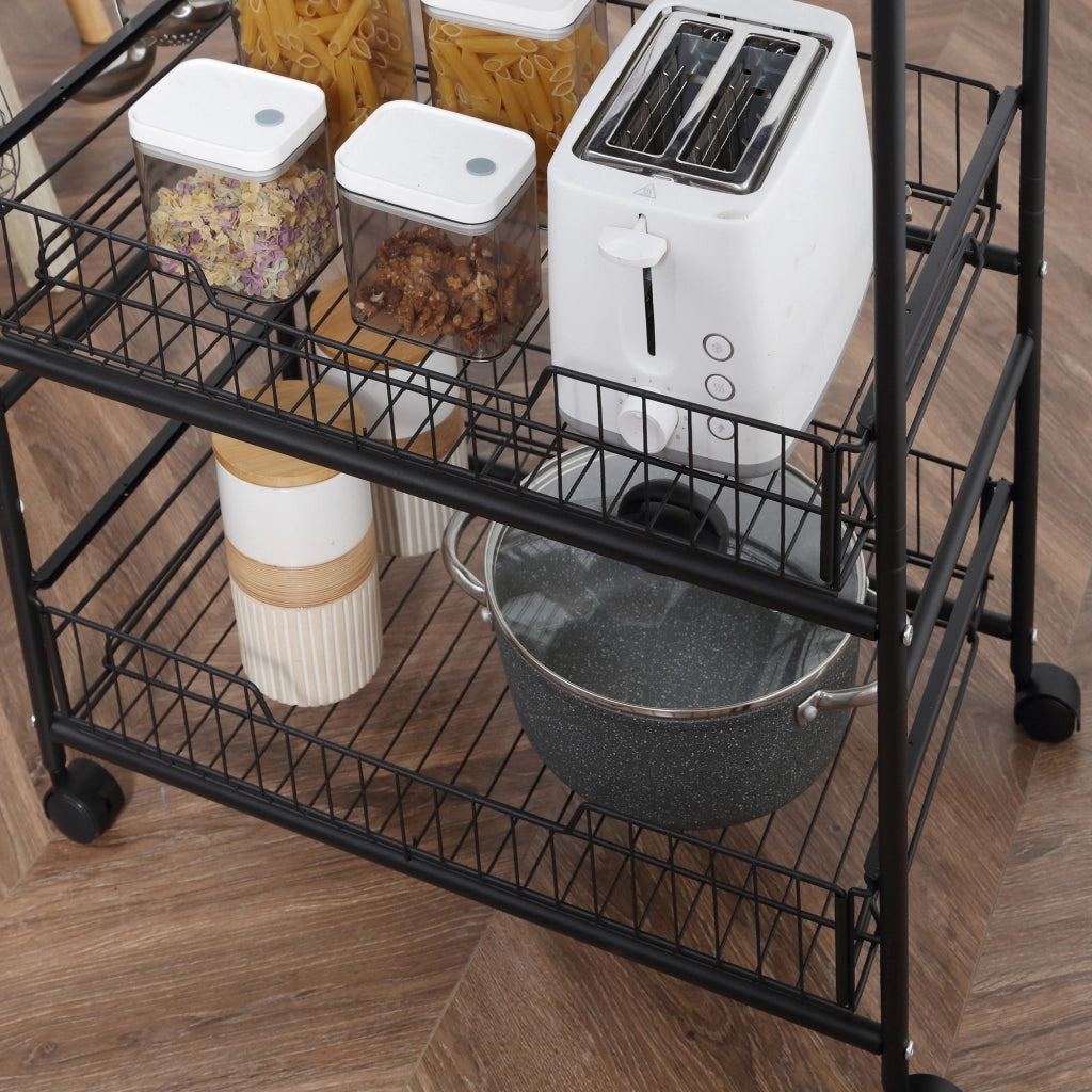 Carrello Portautensili da Cucina con 3 Ripiani e Ruote ¨C zephmum ¨C 60x38x85,5 cm Marrone