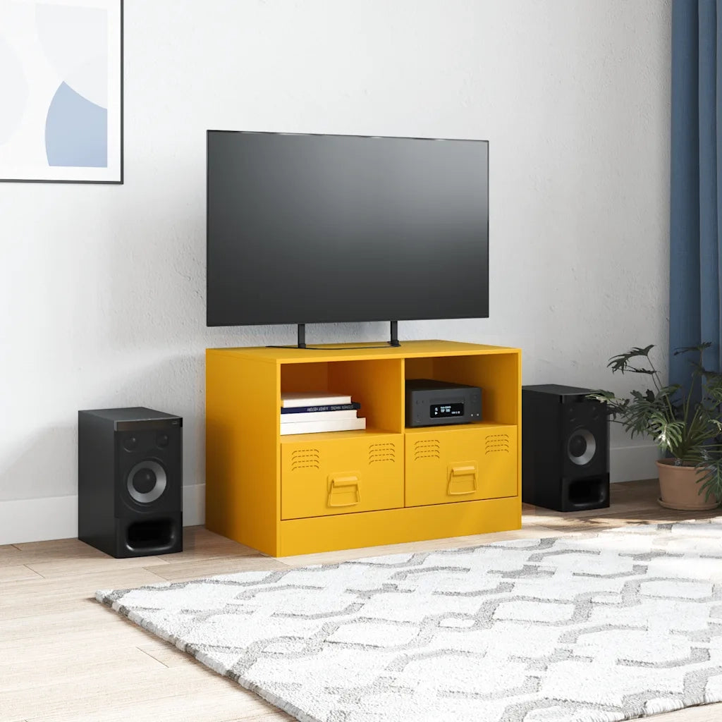 Mobili TV 2 pz Giallo Senape 67x39x44 cm in Acciaio 841745