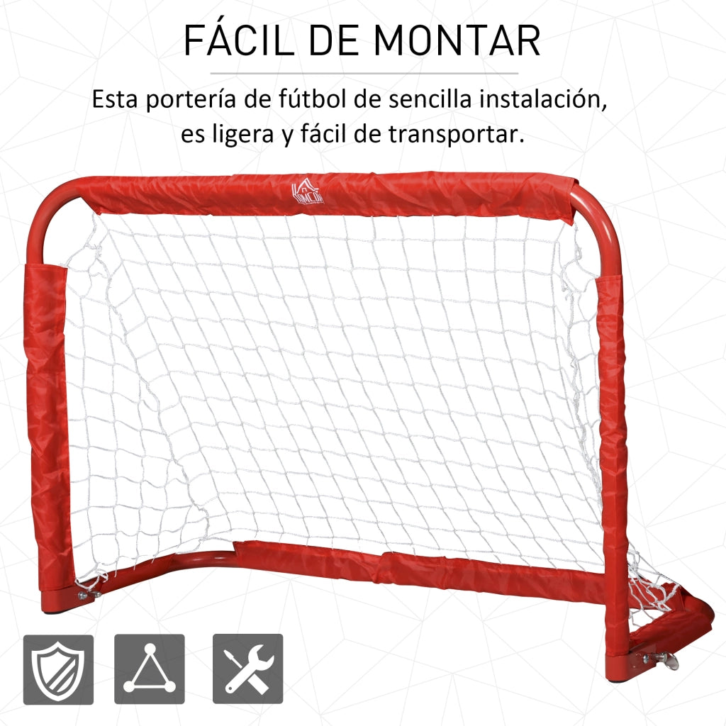 Set di 2 Porte da Calcio Pieghevoli per Esterno ¨C zephmum ¨C Rosso 90x36x60 cm