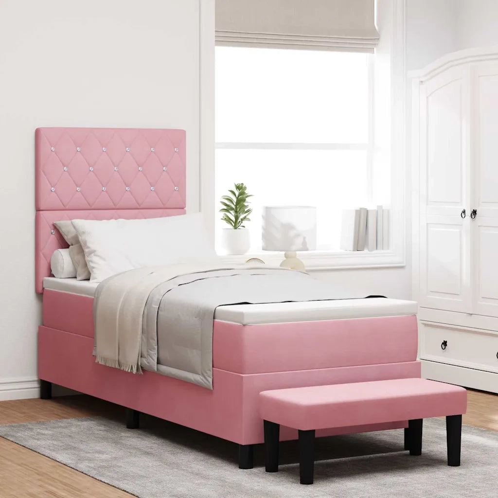 Letto a molle con testiera Rosa 200 x 80 cm Velluto 3344413