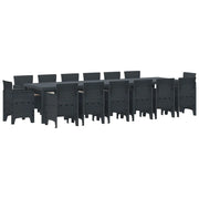 Set da Pranzo per Giardino 15 pcs Antracite Rattan Polt 3378633