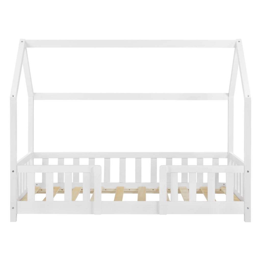 Letto per Cameretta Sisimiut a Forma di Casetta con Materasso 70x140 cm Bianco [en.casa] [neu.haus]