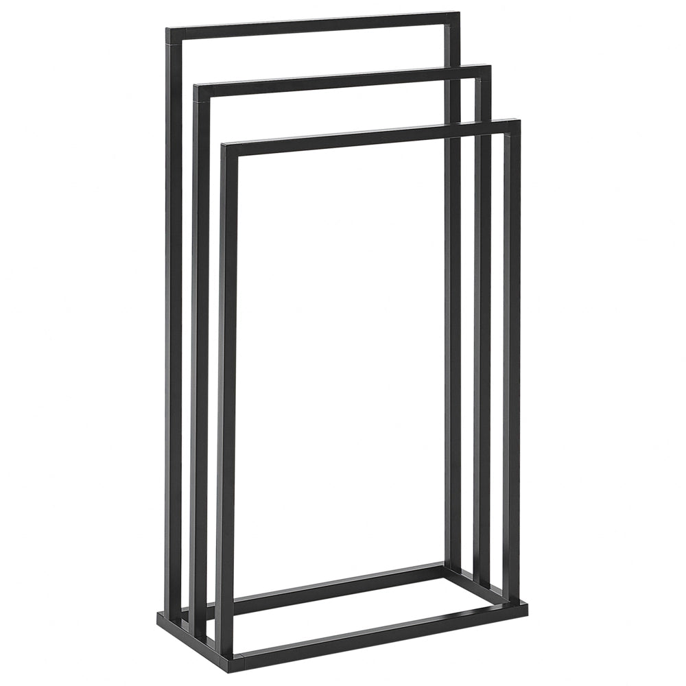 Portasciugamani in acciaio Nero opaco 3 binari Accessori per il bagno Portasciugamani da terra Design moderno